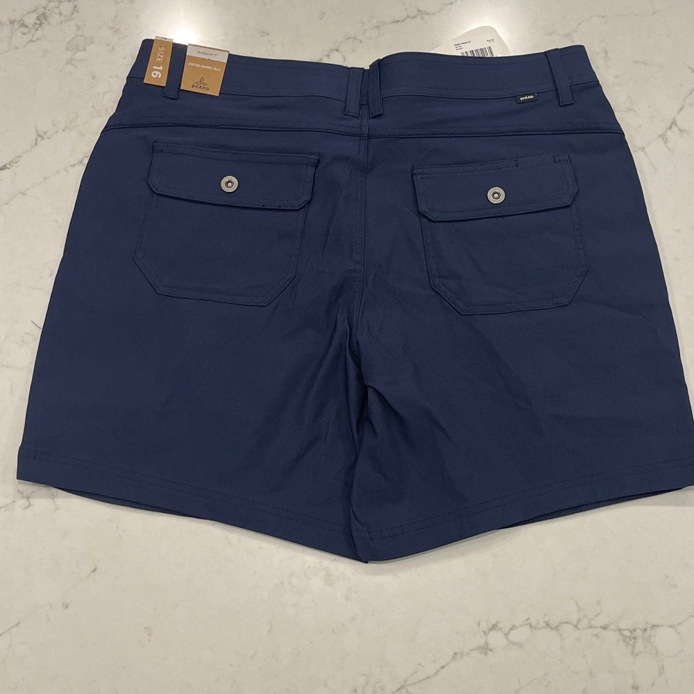 Prana NEW Womens Halle Short II Blue 16 x 7" Gorpcore Outdoor Stretch UPF Travel - Picture 4 of 12